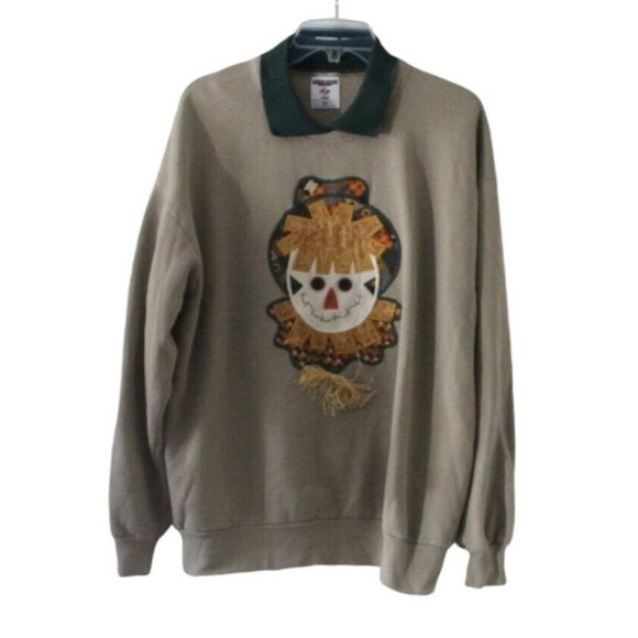Vintage Jerzees Halloween Fall Autumn Sweatshirt Scarecrow Unisex Adult XL - Picture 2 of 4